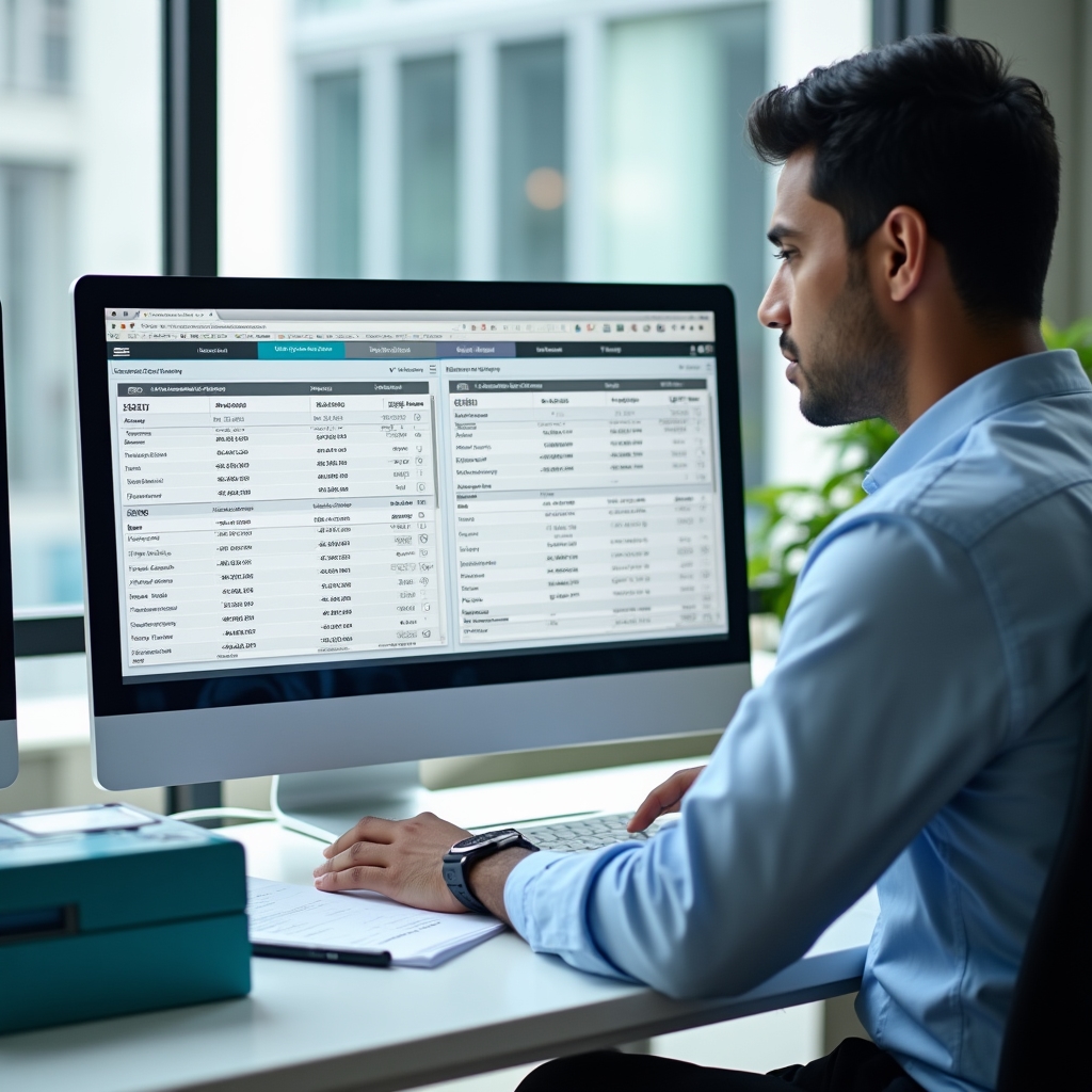 Elaborazione calcolo stipendi mensili su schermo con dati retributivi